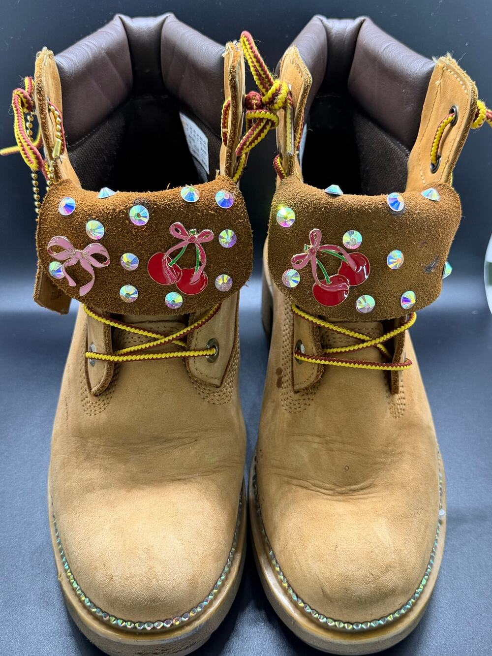 Custom Woman Timberland boots "Junk Tims" Size 10